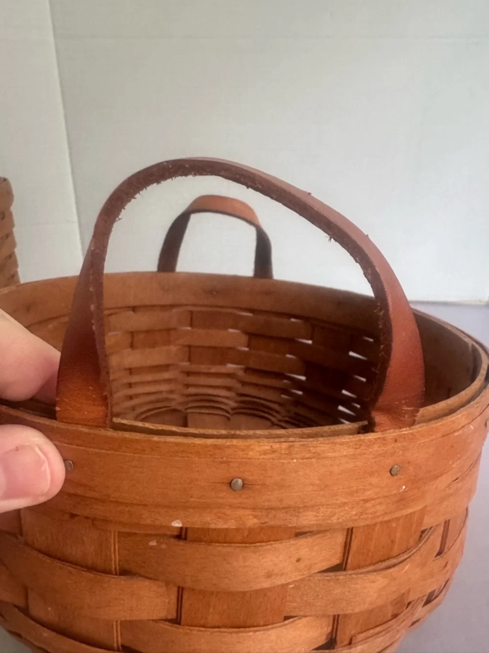 Longaberger Three-Piece Small Natural Brown Woven Basket Set - Picture 9 of 13